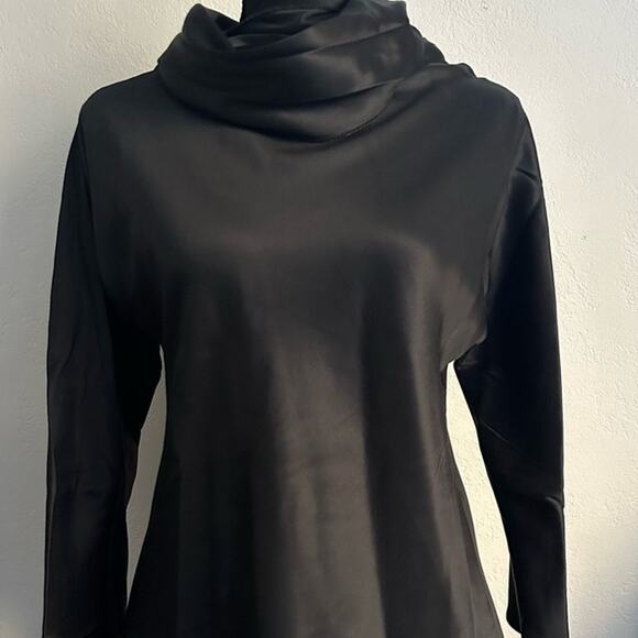 The Row Ydara Satin Blouse size US 2 Glossy Black Wrapped Neckline - Picture 11 of 14
